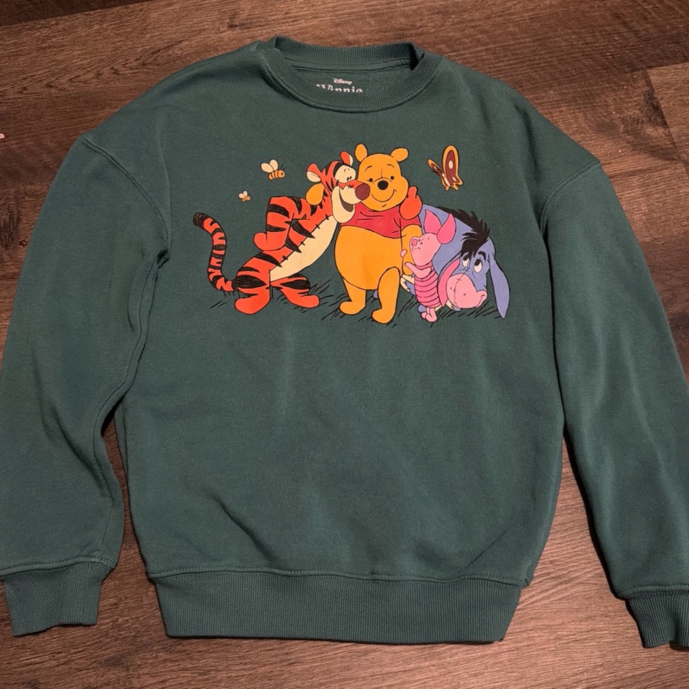 Disney Forest Green Crewneck Sweater with Pooh and Friends